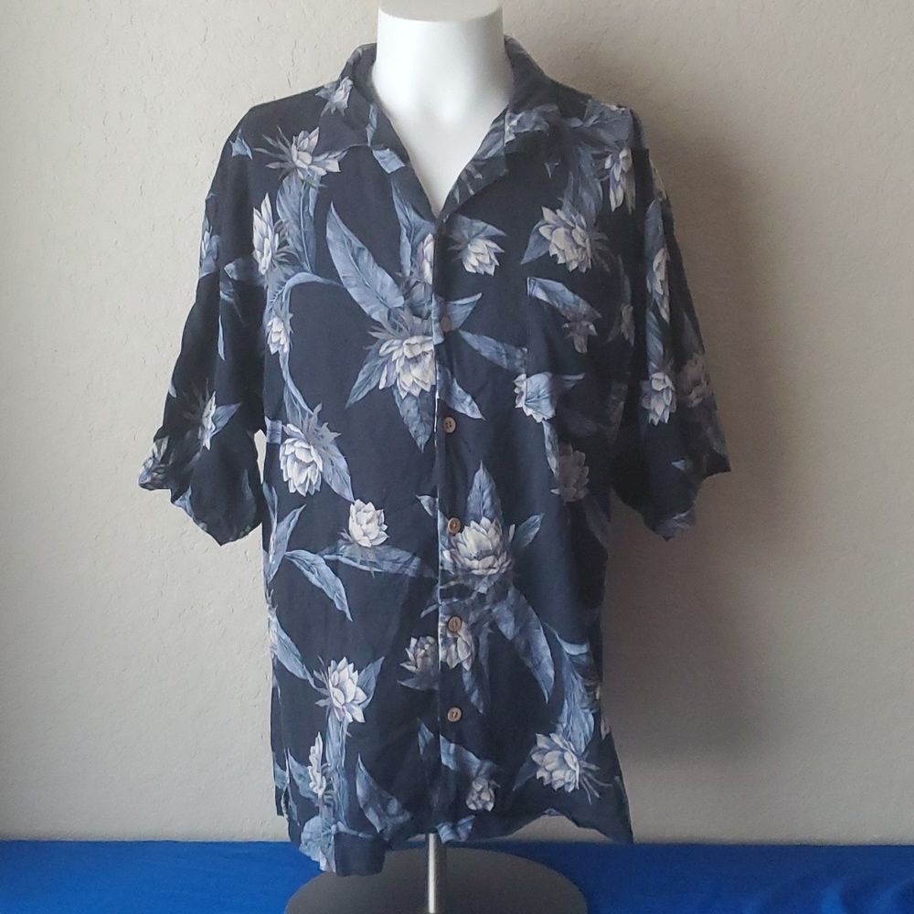 Men's Bermuda Bay 100% Silk Floral Hawaiian Shirt - Size XL